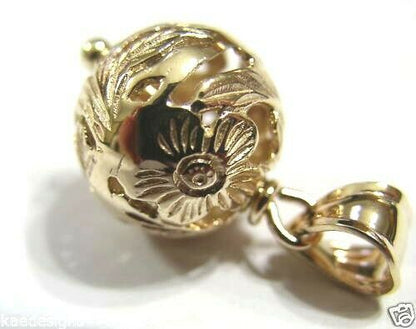 Kaedesigns Genuine 9ct 9K 375 Yellow, Rose or White Gold Flower Filigree Ball 14mm Pendant