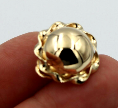 Genuine 9ct 9k 375 Yellow, Rose or White Gold Clip On Large 14mm Twisted Half Ball Round Earrings