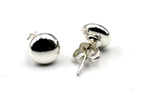 Genuine New Sterling Silver 925 Flat Flattened 6mm Stud Ball Earrings