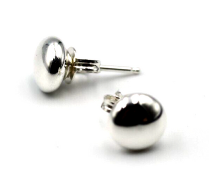 Genuine New Sterling Silver 925 Flat Flattened 6mm Stud Ball Earrings