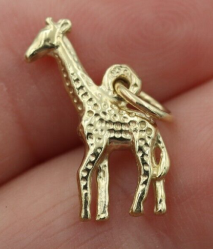 Genuine 9k 9ct 375 Yellow Gold Giraffe Pendant Zoo African Safari Pendant Charm