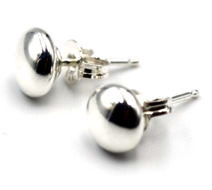 Genuine New Sterling Silver 925 Flat Flattened 6mm Stud Ball Earrings