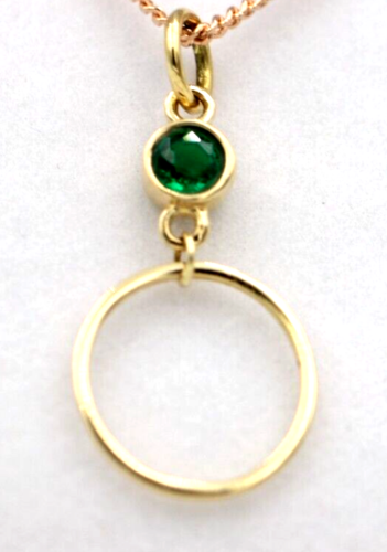 Genuine 9ct Yellow, Rose or White Gold Green Round Emerald Round Circle Pendant