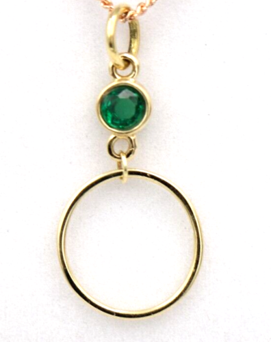 Genuine 9ct Yellow, Rose or White Gold Green Round Emerald Round Circle Pendant