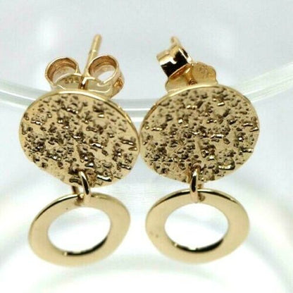 Genuine 9ct 9k 375 Yellow, Rose or White Gold Stud Disc Earrings Round Earrings