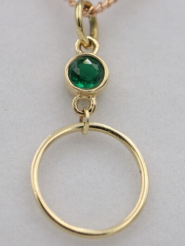 Genuine 9ct Yellow, Rose or White Gold Green Round Emerald Round Circle Pendant