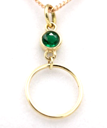 Genuine 9ct Yellow, Rose or White Gold Green Round Emerald Round Circle Pendant