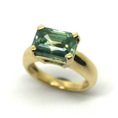 Size N 1/2 5.94 Carat Genuine 9ct 9k Yellow Gold Ice Blue Moissanite Dress Ring