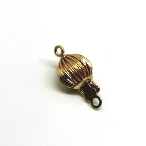 Genuine 14ct 14k Yellow gold 6mm Corrugated ball Pearl Clasp