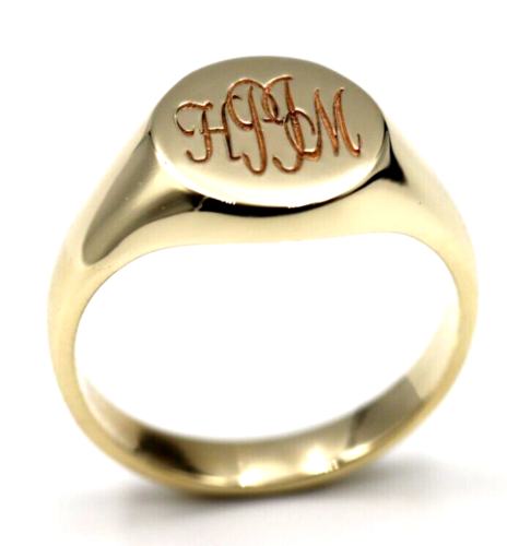 Size V Genuine 375 9kt 9ct 375 Yellow, Rose or White Gold Full Solid Heavy Signet Ring + Engraving