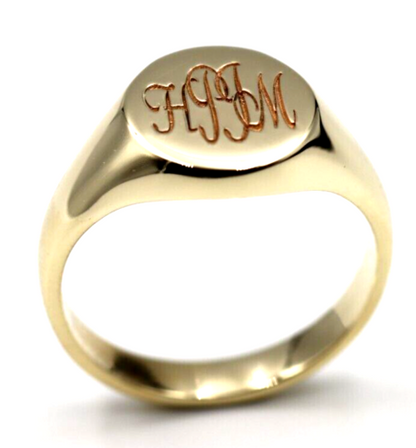 Size V Genuine 375 9kt 9ct 375 Yellow, Rose or White Gold Full Solid Heavy Signet Ring + Engraving
