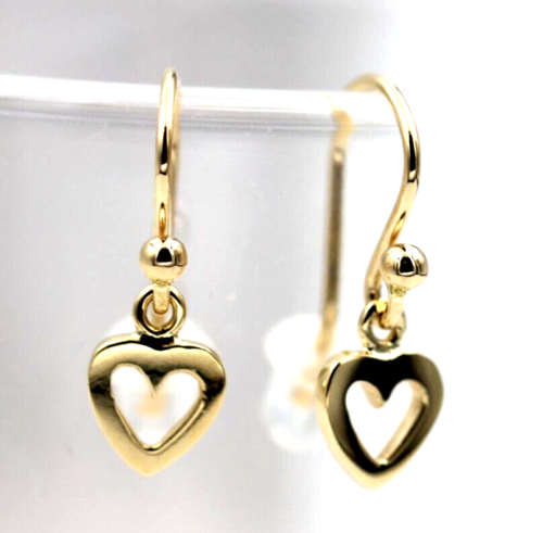Kaedesigns Genuine 9ct 9k 375 Solid Delicate Small Yellow, Rose or White Gold Dangle Open Heart Earrings