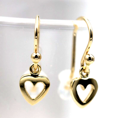 Kaedesigns Genuine 9ct 9k 375 Solid Delicate Small Yellow, Rose or White Gold Dangle Open Heart Earrings