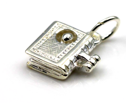 Sterling Silver 925 Bookworm Book Teacher Reading Writing Pendant Charm