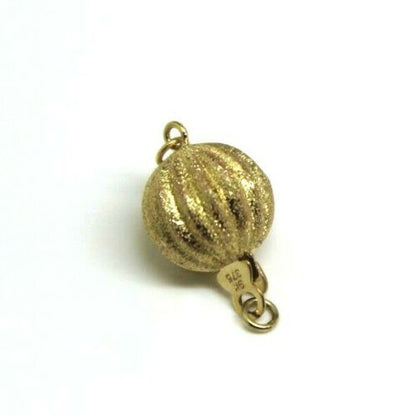 Genuine 9ct 9k Yellow gold 10mm Corrugated frosted ball Pearl Clasp