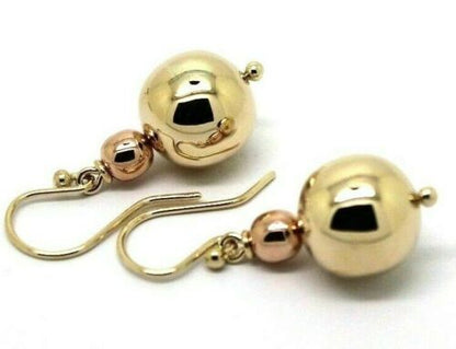 Kaedesigns Genuine Huge 9ct 9K 375 Yellow & Rose Gold Hook Ball Drop Earrings