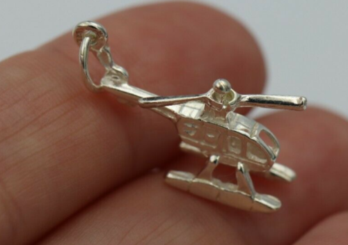 Genuine Sterling Silver 925 Helicopter Chopper Charm or Pendant