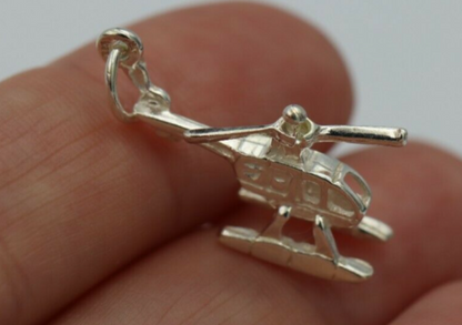 Genuine Sterling Silver 925 Helicopter Chopper Charm or Pendant