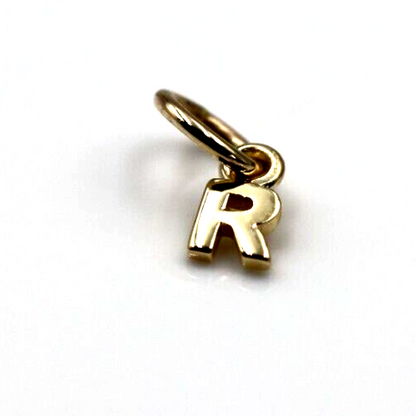 Genuine 18ct Genuine Tiny Very Small Yellow, Rose or White Gold Initial Pendant Charm R