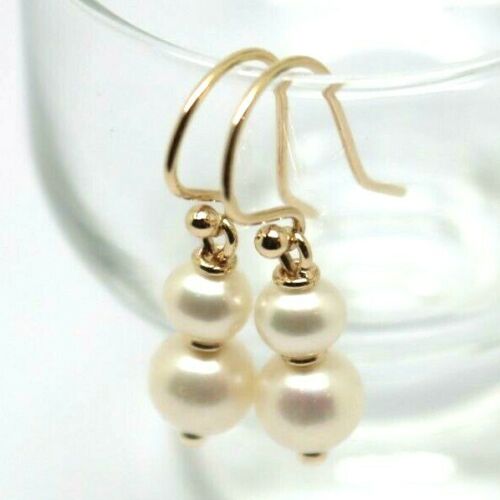 Genuine 9ct 9k 375 Yellow, Rose or White Gold 6mm & 8mm White Pearl With Open hooks Earrings