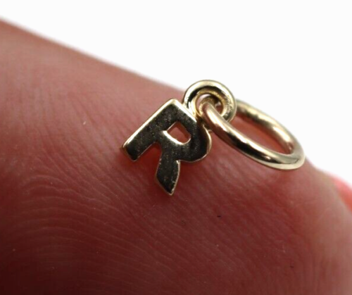 Genuine 18ct Genuine Tiny Very Small Yellow, Rose or White Gold Initial Pendant Charm R