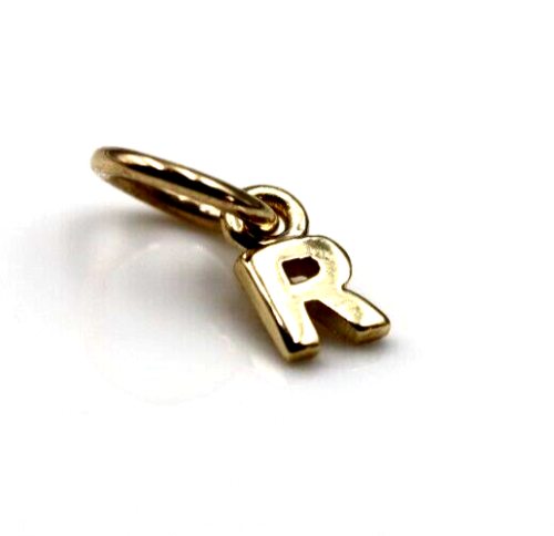 Genuine 18ct Genuine Tiny Very Small Yellow, Rose or White Gold Initial Pendant Charm R