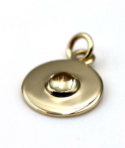 Genuine 9ct 9k 375 Yellow, Rose or White Gold 12mm Cabochon Citrine Disc round circle pendant