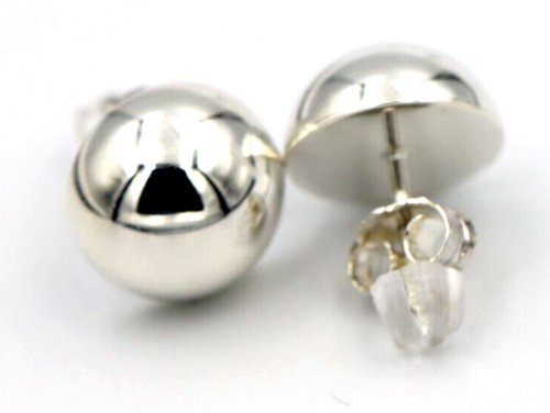 Genuine Sterling Silver 925 10mm Stud Earrings Half Ball