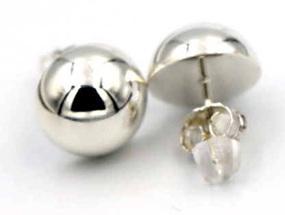 Genuine Sterling Silver 925 10mm Stud Earrings Half Ball