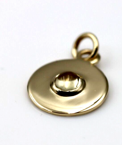 Genuine 9ct 9k 375 Yellow, Rose or White Gold 12mm Cabochon Citrine Disc round circle pendant