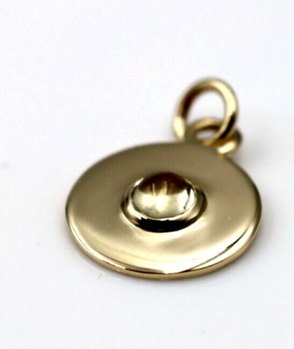 Genuine 9ct 9k 375 Yellow, Rose or White Gold 12mm Cabochon Citrine Disc round circle pendant