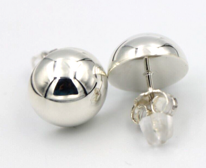 Genuine Sterling Silver 925 10mm Stud Earrings Half Ball