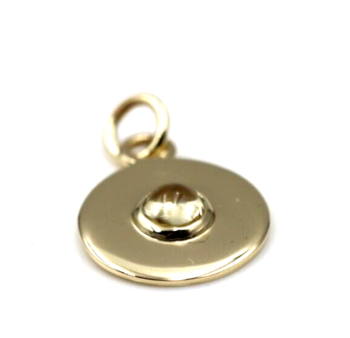 Genuine 9ct 9k 375 Yellow, Rose or White Gold 12mm Cabochon Citrine Disc round circle pendant