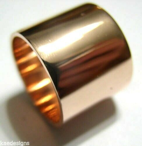 Kaedesigns Size N, Genuine 18 Grams Heavy 9ct Yellow, Rose or White Gold Solid 16mm Wide Band Ring