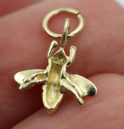 Genuine 9ct Yellow Gold Bee Pendant or Charm