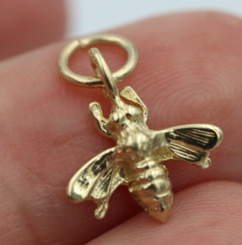 Genuine 9ct Yellow Gold Bee Pendant or Charm