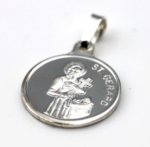 Fine Silver or 9ct Yellow Gold St Gerard Pendant or Charm -16mm Round - Patron of Motherhood