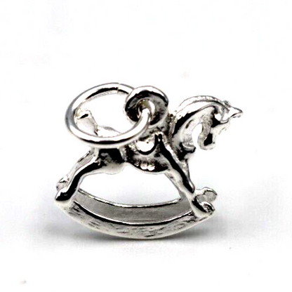 Genuine 925 Sterling Silver Rocking Horse Pendant Charm