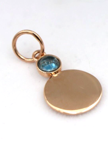 Genuine 9ct 9k 375 Yellow, Rose or White Gold 11mm Cabochon Topaz Filigree Disc Round Circle Pendant