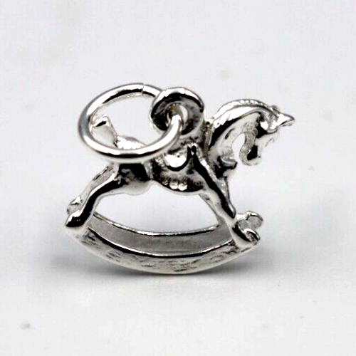 Genuine 925 Sterling Silver Rocking Horse Pendant Charm
