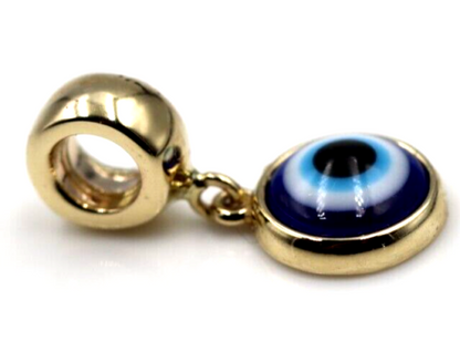 Genuine 9ct Yellow, Rose or White Gold Greek 9mm Mati Nazar Lucky Evil Eye Bead Charm / Pendant