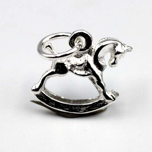 Genuine 925 Sterling Silver Rocking Horse Pendant Charm