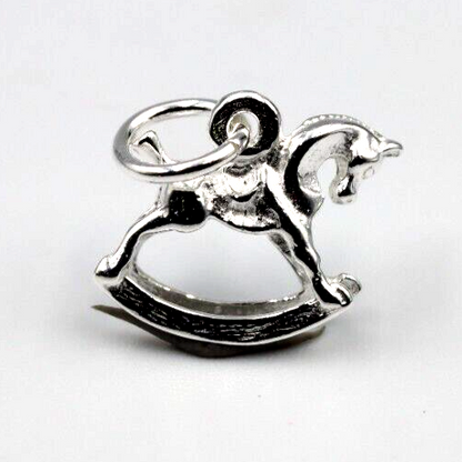 Genuine 925 Sterling Silver Rocking Horse Pendant Charm