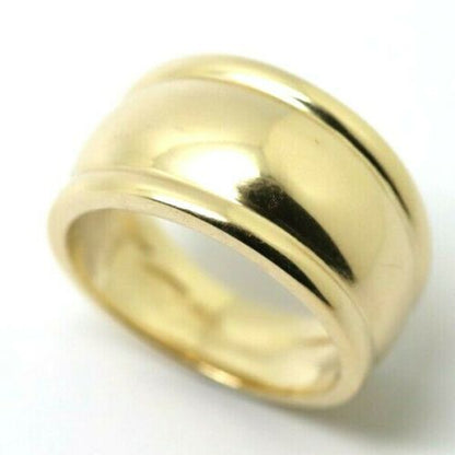 Size J Genuine 9ct Solid Yellow Gold Ridged Heavy 10mm Dome Ring