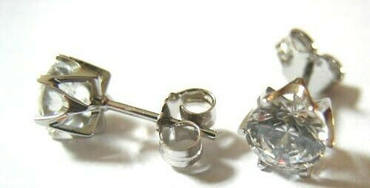 KAEDESIGNS, NEW  GENUINE New 9ct White Gold Claw-set Round 7mm Stud Earrings
