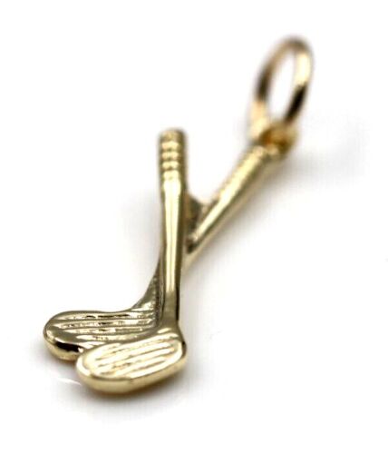 Solid 9ct 9k Yellow Or Rose Or White Gold Golf Clubs Or Hockey Bat Charm / Pendant