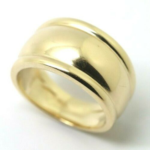 Size J Genuine 9ct Solid Yellow Gold Ridged Heavy 10mm Dome Ring