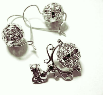 Genuine New Solid 9K 9ct Yellow, Rose or White Gold Filigree Spinner Pendant & Earrings Set