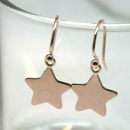 Genuine 9ct 9k 375 Yellow, Rose or White Gold Dangle Hook Star Flat Disc Earrings