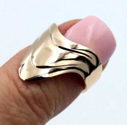 Genuine 9ct 375 Solid Rose Or Yellow Or White Gold Wide Pointy Ring In Your Size
